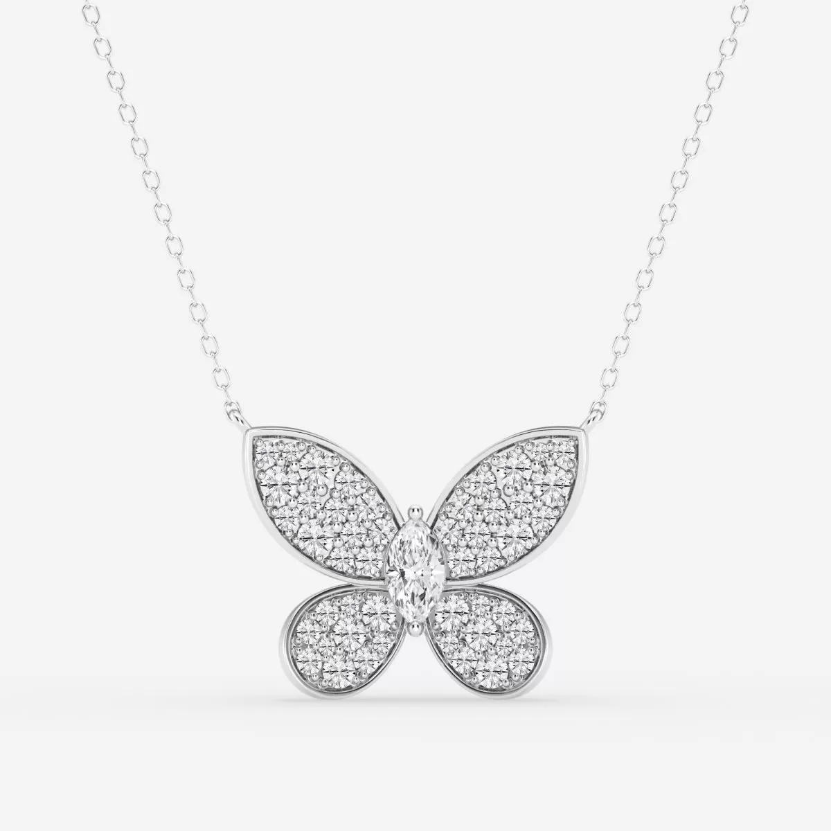 0.24 CT Marquise Moissanite Diamond Butterfly Pendant Necklace