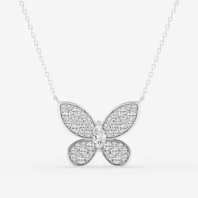 0.24 CT Marquise Moissanite Diamond Butterfly Pendant Necklace