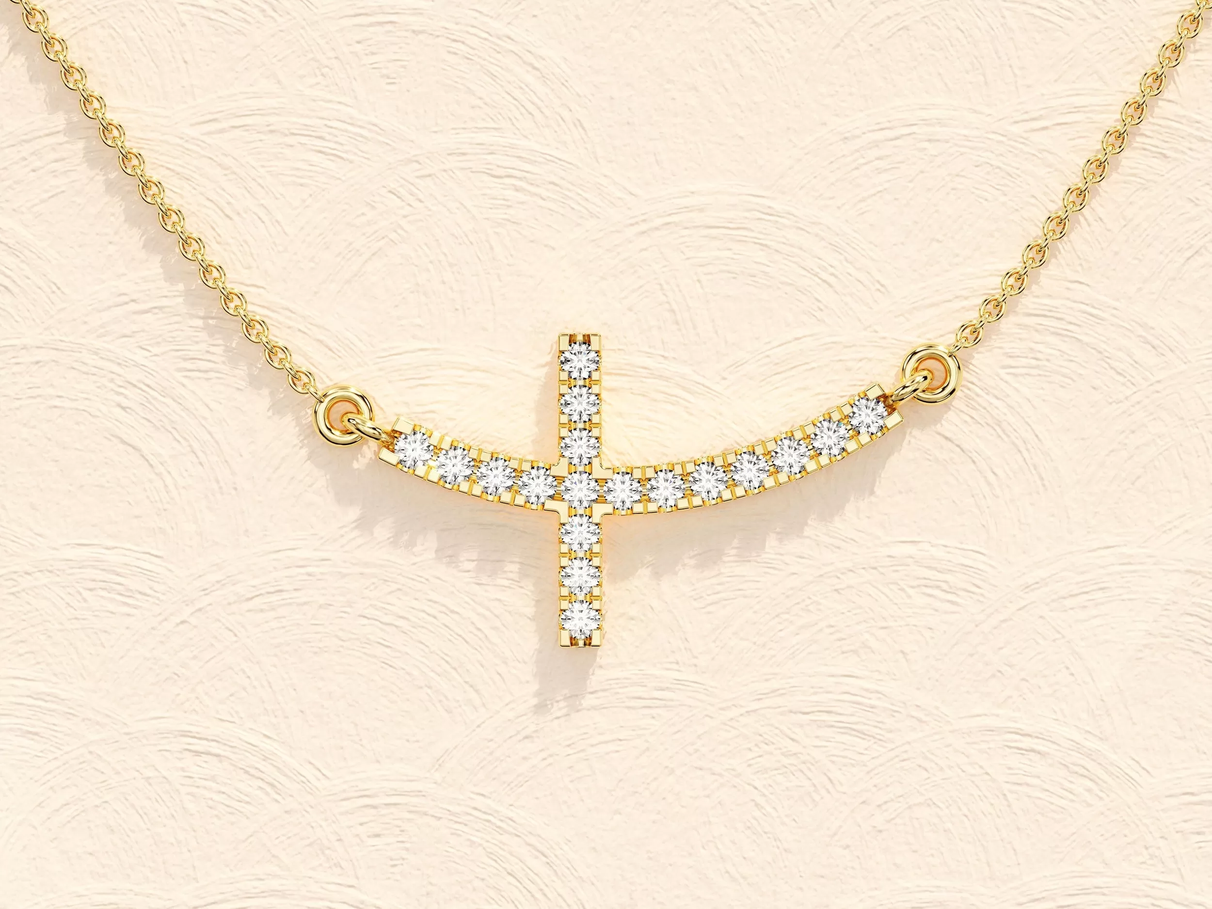 0.27 TCW Round Moissanite Diamond Sideways Cross Necklace