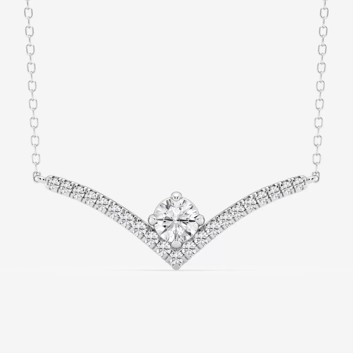 0.50 CT Round Moissanite Diamond Chevron Style Necklace