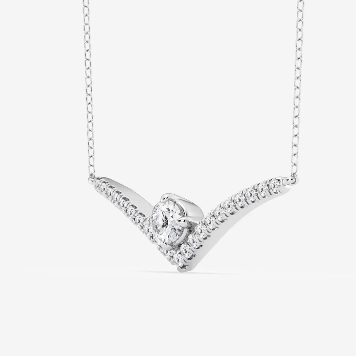 0.50 CT Round Moissanite Diamond Chevron Style Necklace