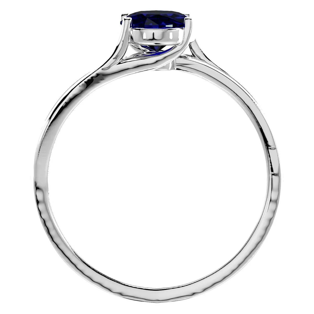 1 1/2 Carat Oval Shape Created Sapphire And Diamond Ring In Sterling Silver