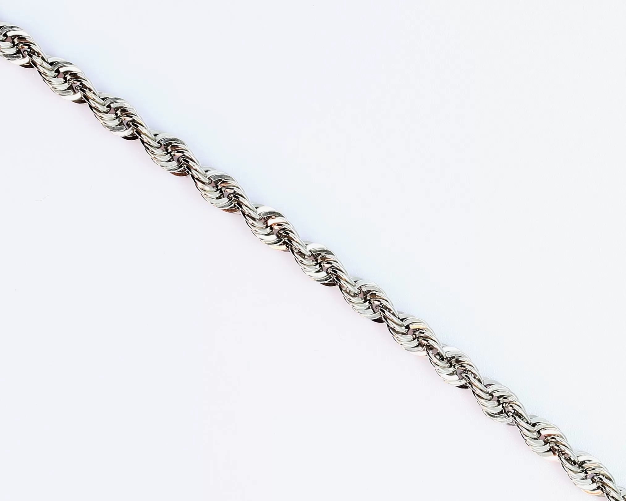 10k 3mm White Gold Light Weight Diamond Cut Rope Chains