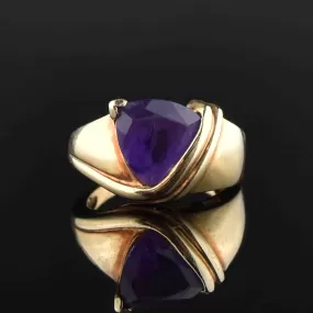 10K Gold Trillion Cut Amethyst Ring