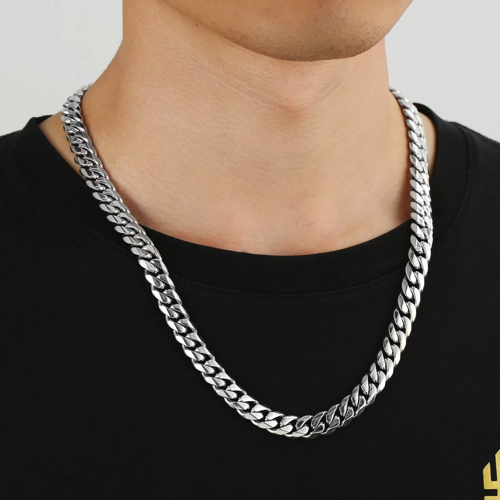 10mm 14K Gold/White Gold 6-sided Cuban Chain Diamond Cut