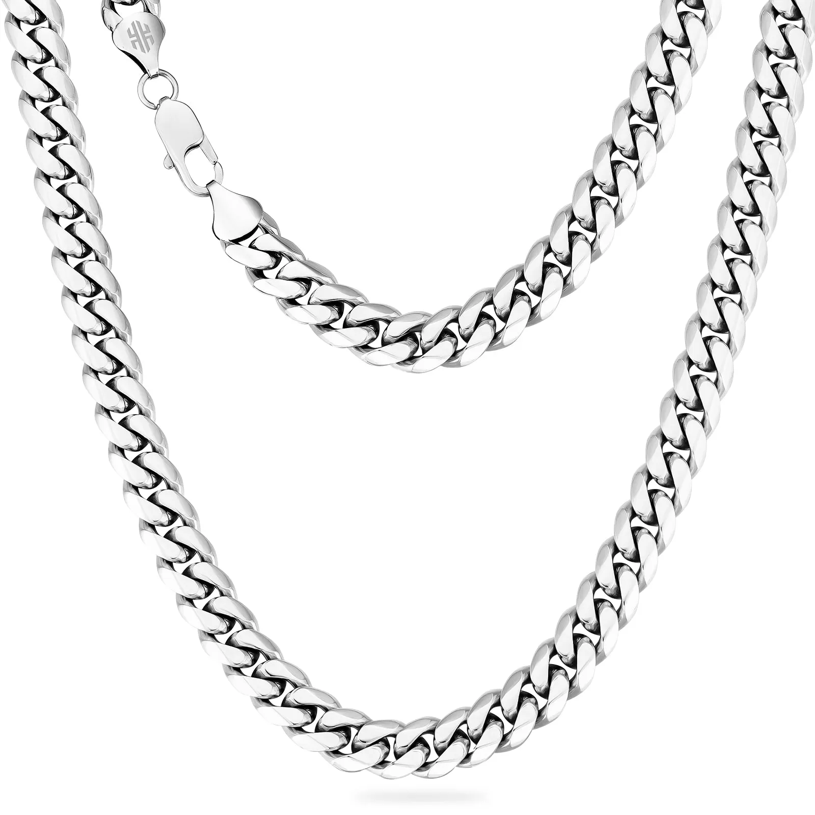 10mm 14K Gold/White Gold 6-sided Cuban Chain Diamond Cut