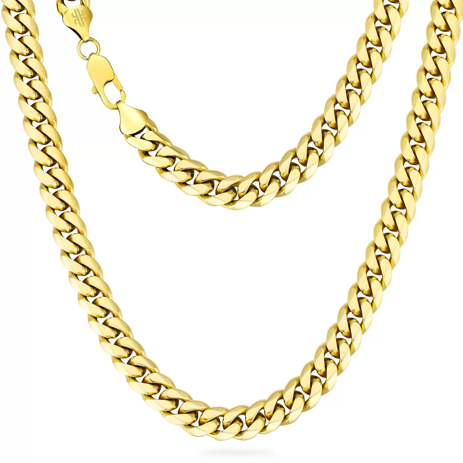 10mm 14K Gold/White Gold 6-sided Cuban Chain Diamond Cut