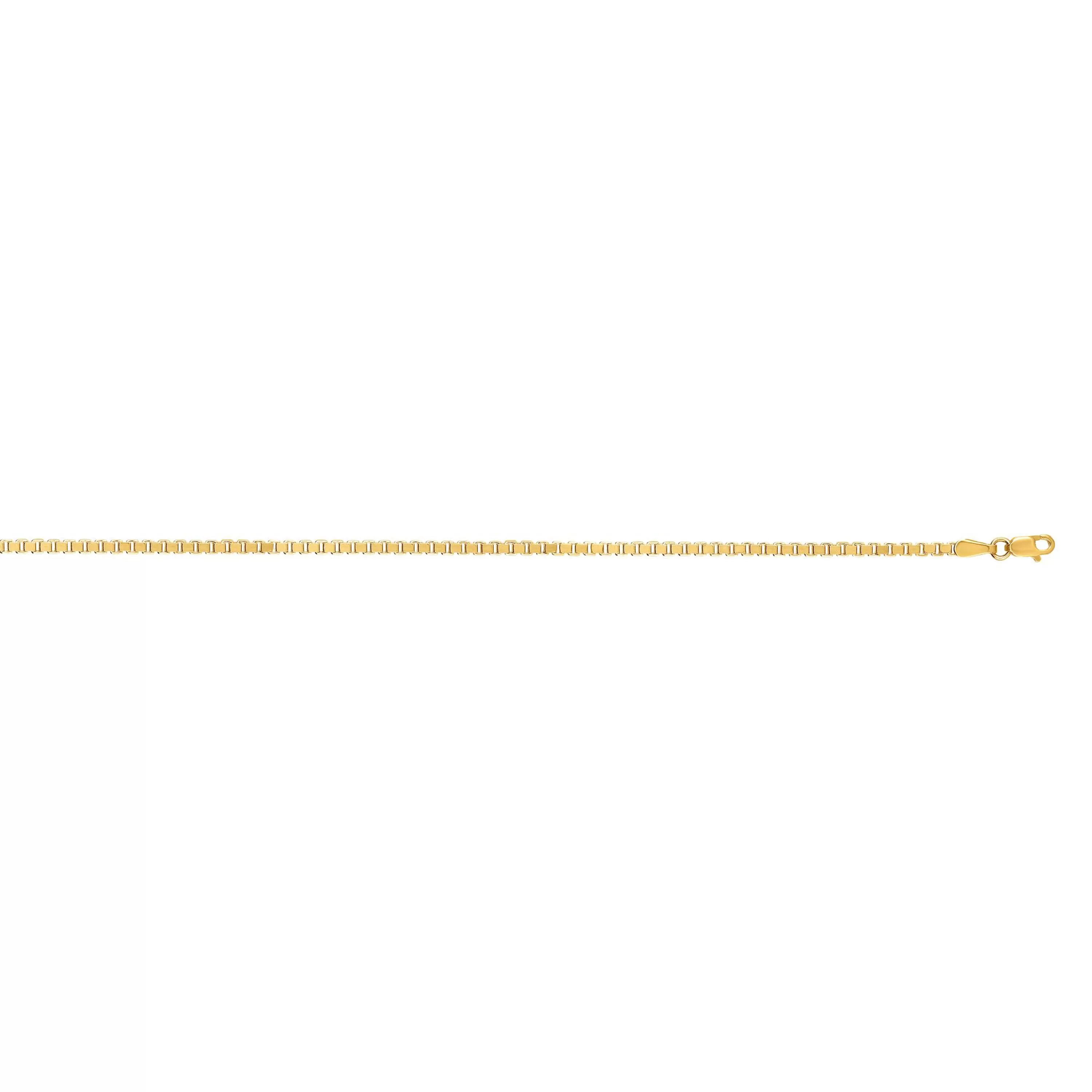 14K Gold 2.1mm Semi-Solid Box Chain