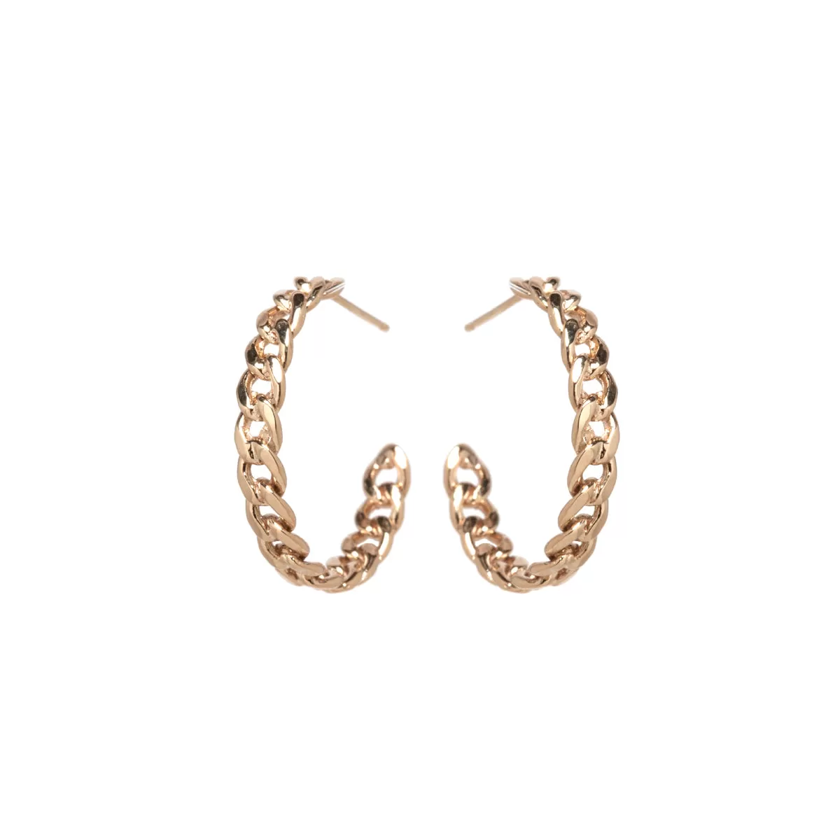 14k Medium Curb Chain Hoops