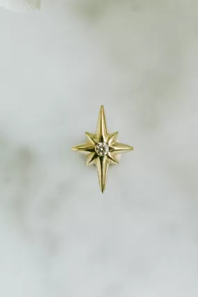 14k Solid Gold Cartilage Sunlight Star Pendant Internally Internal Threaded Labret