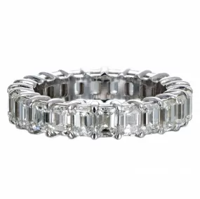 18K White Gold 4.56 Carat Total Weight Emerald Cut Diamond Eternity Wedding Band