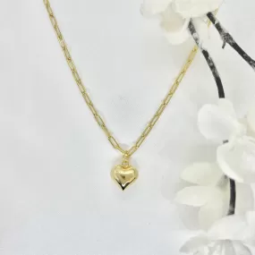 18k/925 Vermeil Paper Clip Necklace with Heart Charm