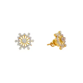 22K Yellow Gold & CZ Stud Earrings (4.2gm)