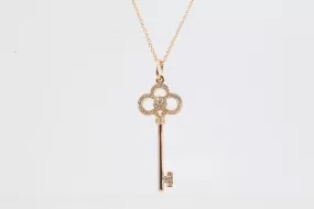 23.5'' Tiffany & Co. 18k Rose Gold 0.24tcw Diamond Key Pendant Necklace (5.25g.)