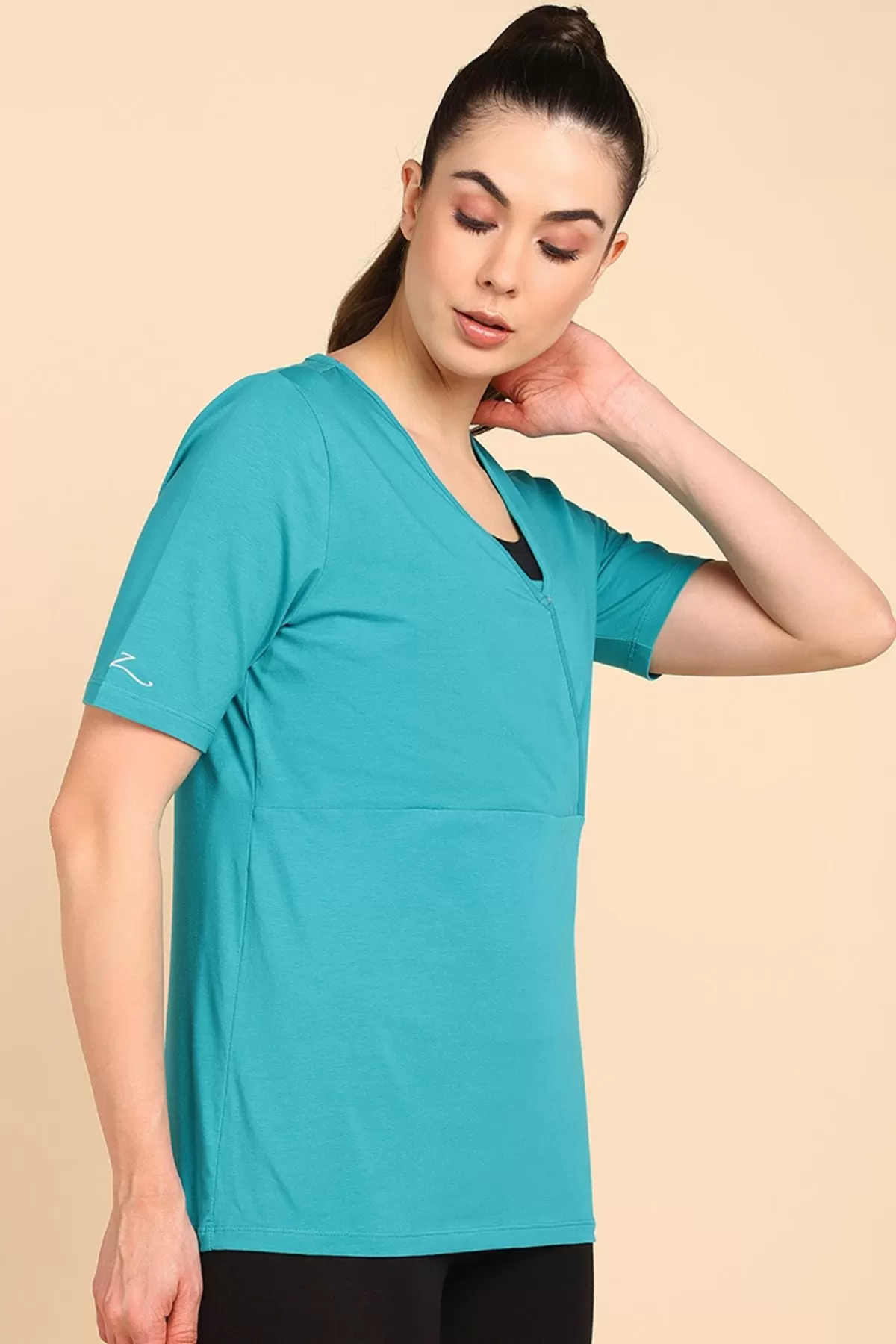 247 Zactive™ Sea Green Zipless Maternity Feeding Top