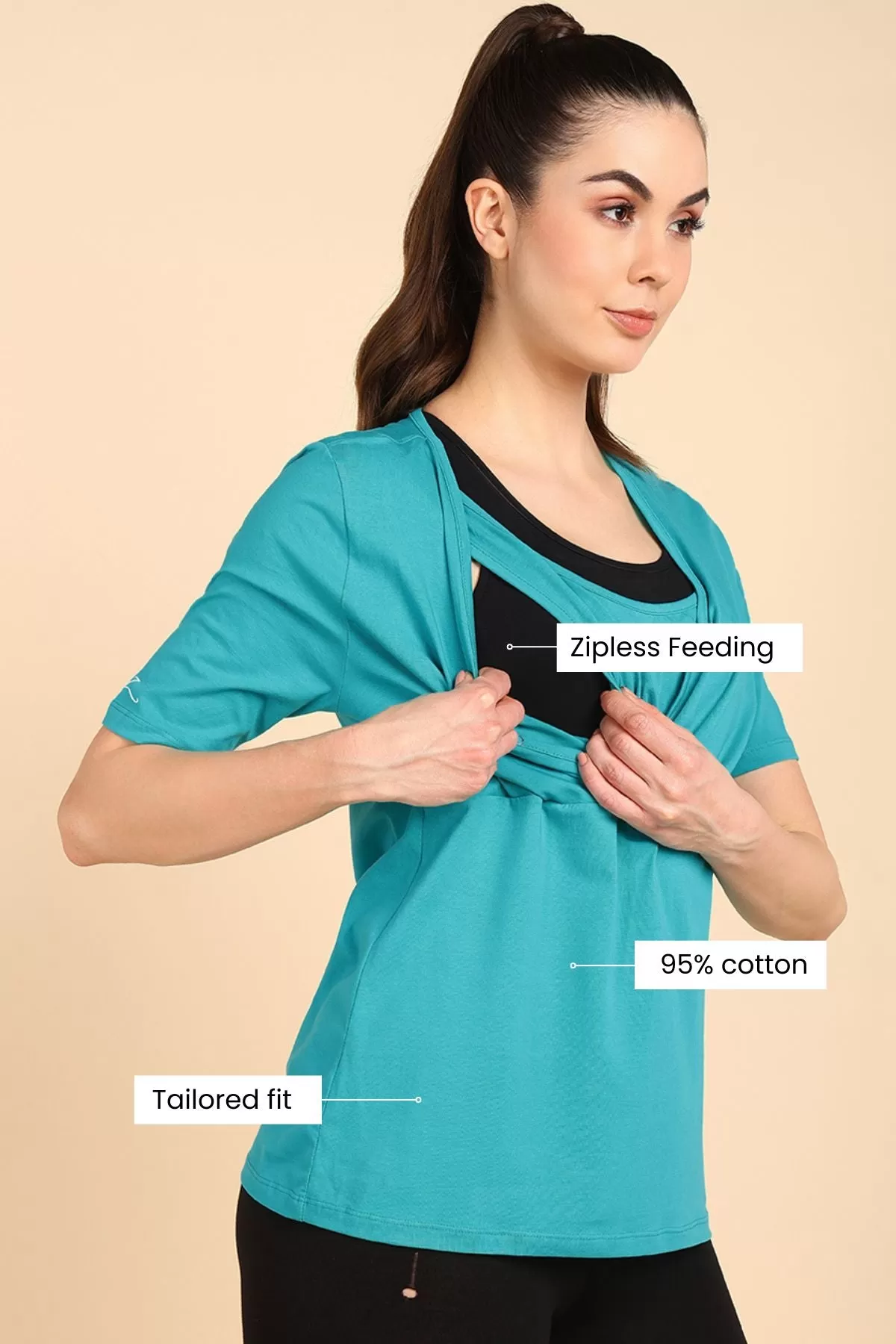 247 Zactive™ Sea Green Zipless Maternity Feeding Top