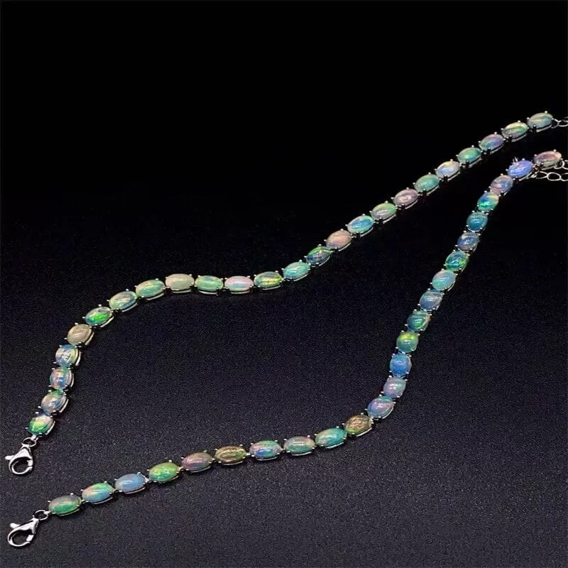 4*6mm Opal Stones 925 Sterling Silver Bracelet