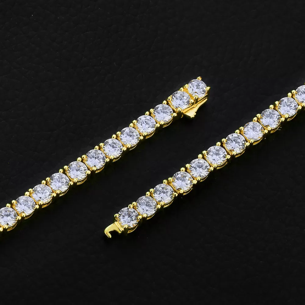 4mm Sterling Silver CZ Diamond 14K Gold/White Gold/Rose Gold Tennis Bracelet