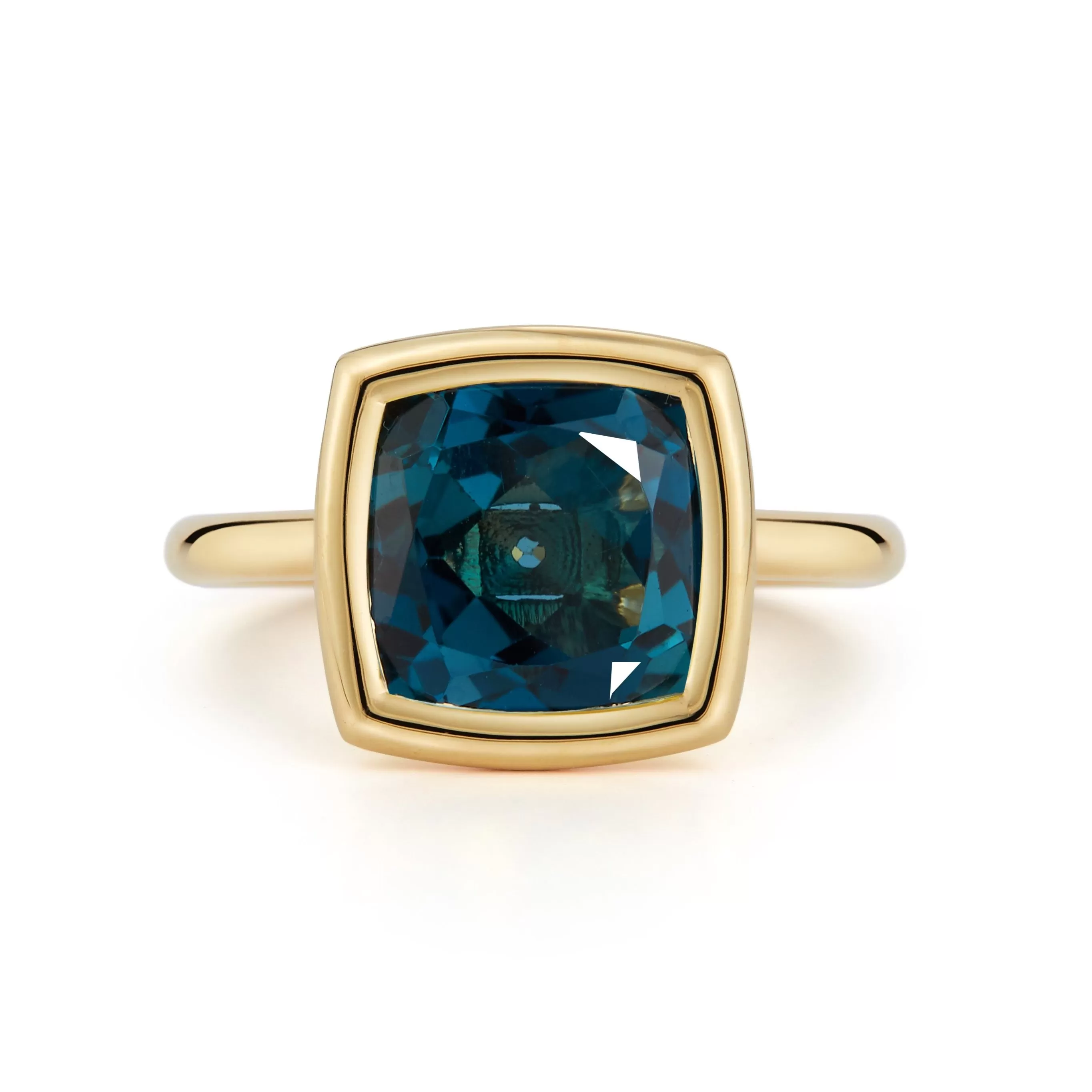 A & Furst - Gaia - Medium Stackable Ring with London Blue Topaz, 18k Yellow Gold