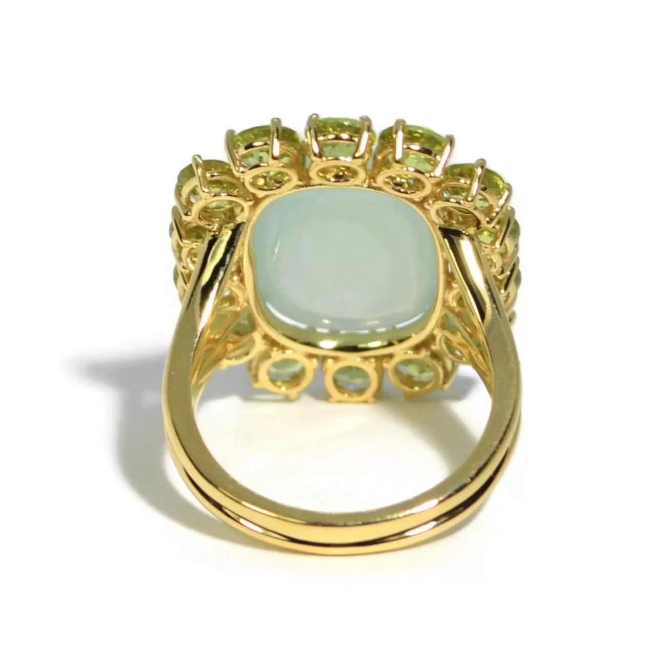 A & Furst - Sole - Ring with Green Aqua Chalcedony and Peridot, 18k Yellow Gold