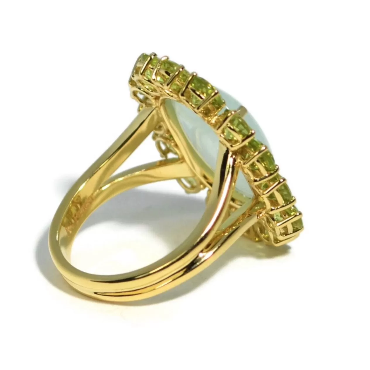 A & Furst - Sole - Ring with Green Aqua Chalcedony and Peridot, 18k Yellow Gold