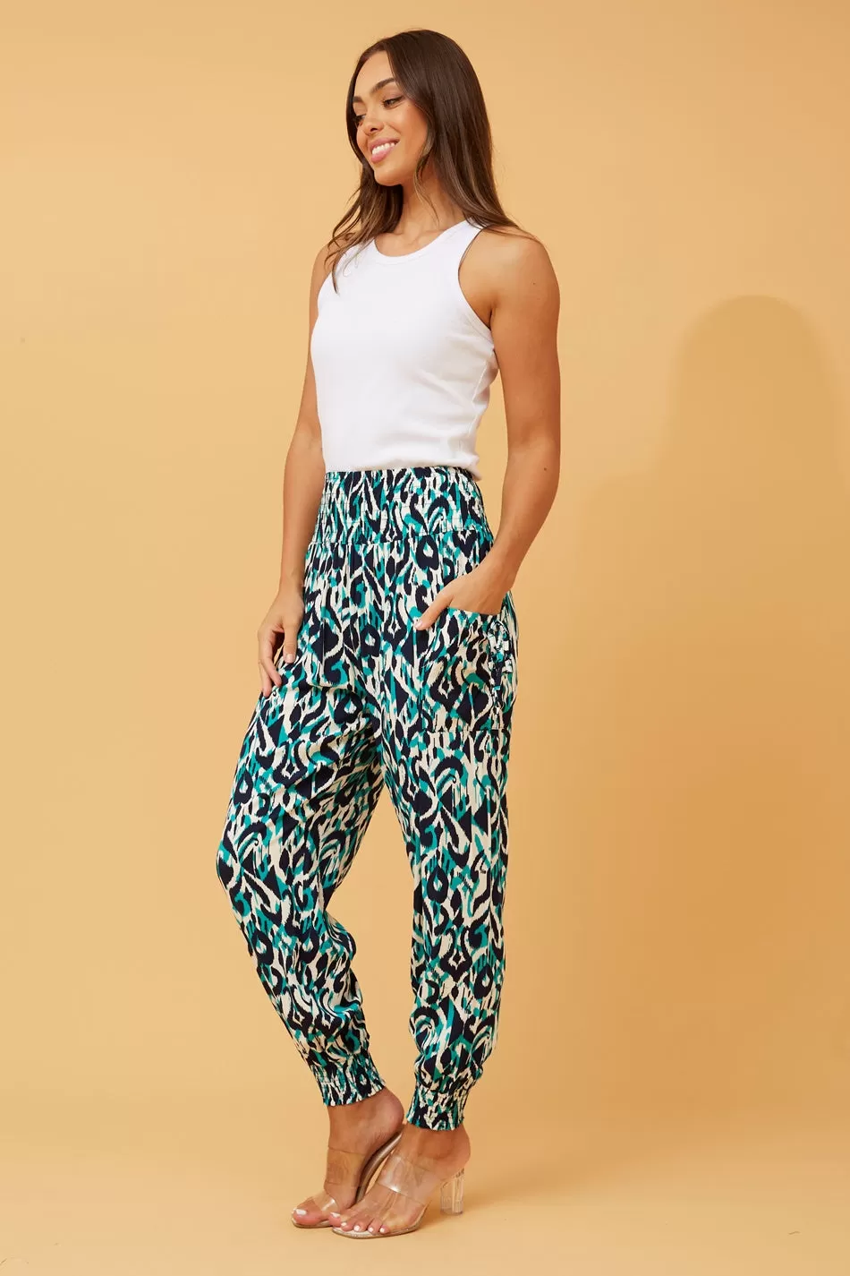 ABSTRACT PRINT BOHO HAREM PANTS