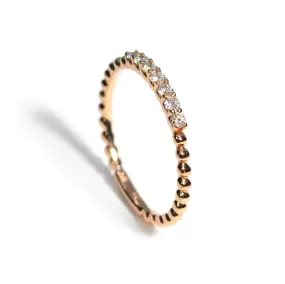 AFJ Diamond Collection - Mini Ball Band Ring with Diamonds, Rose Gold