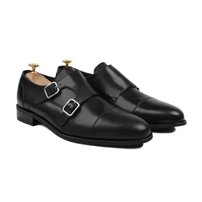 Allin - Men's Black Calf Leather Double Monkstrap