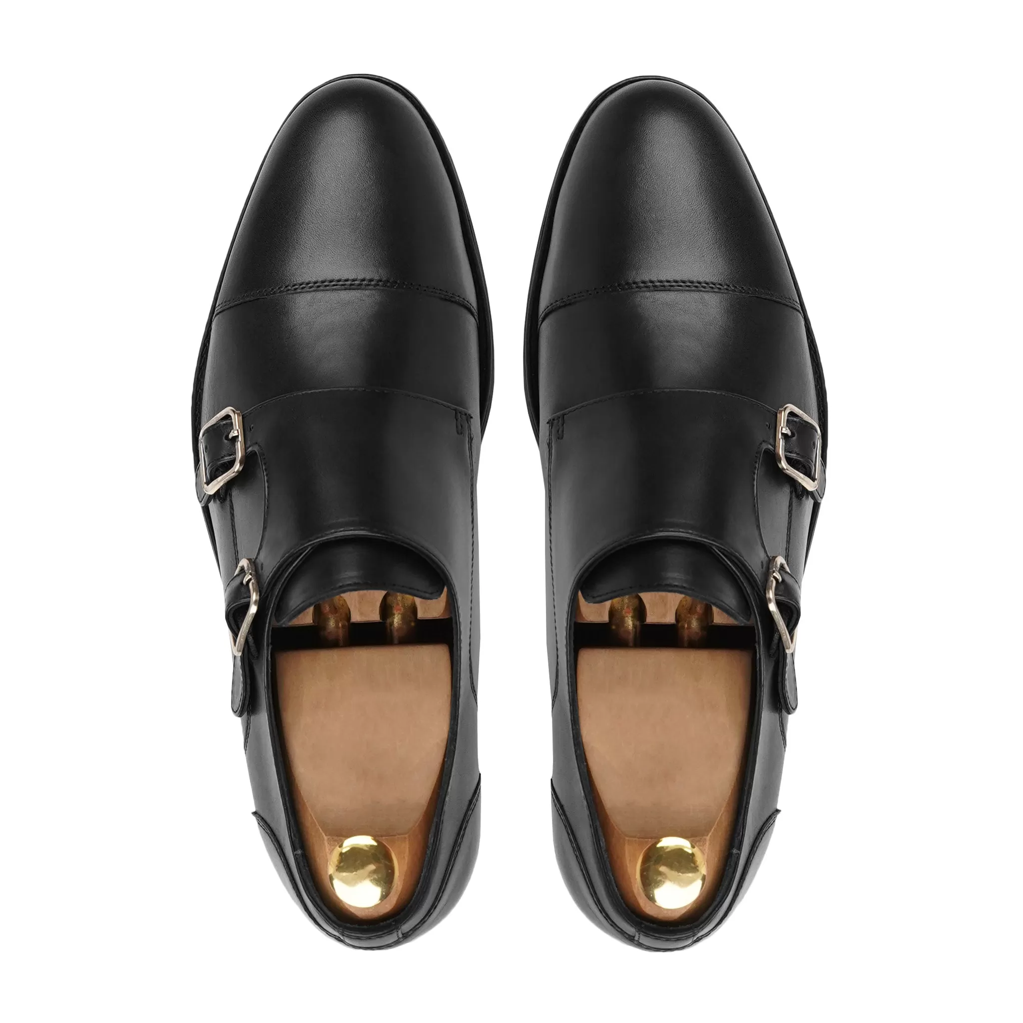 Allin - Men's Black Calf Leather Double Monkstrap