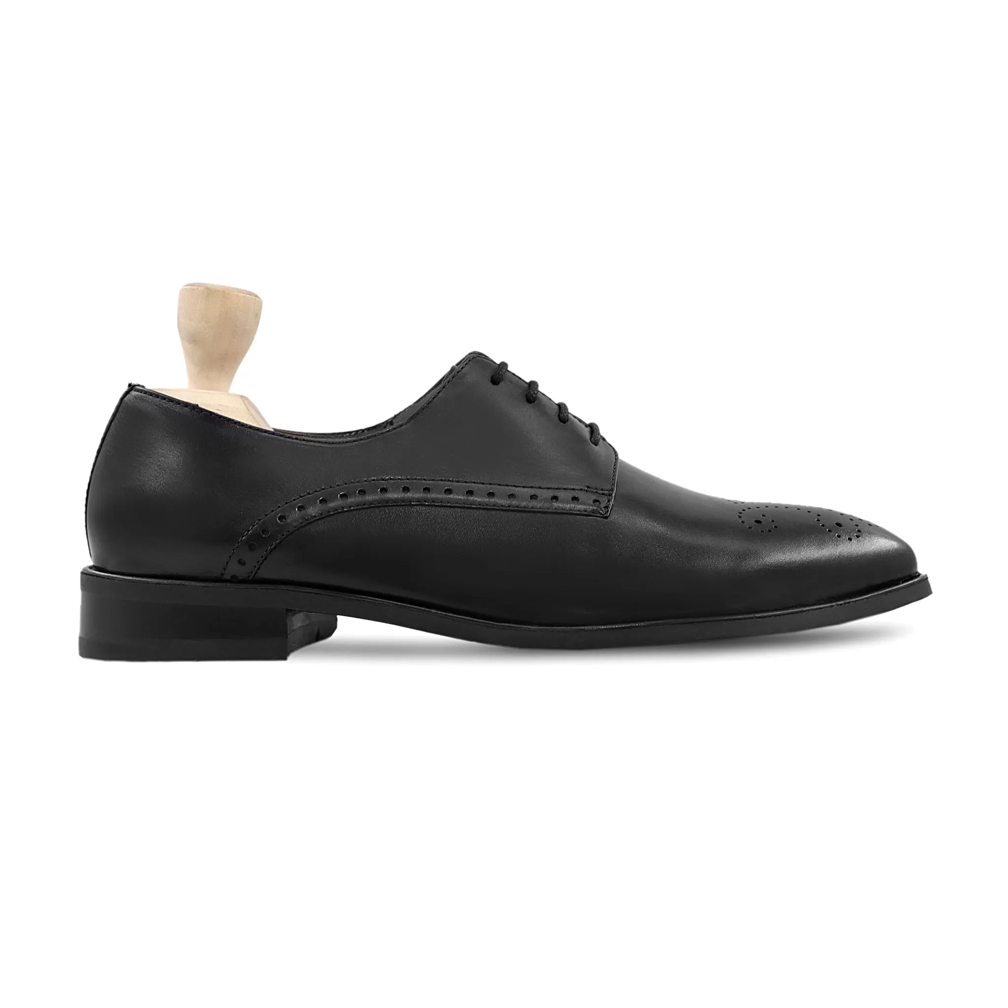 Amaya - Men's Black Calf Leather Derby Shoe