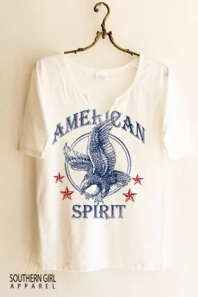 American Spirit Short Sleeve Notched Neck Graphic T-Shirt