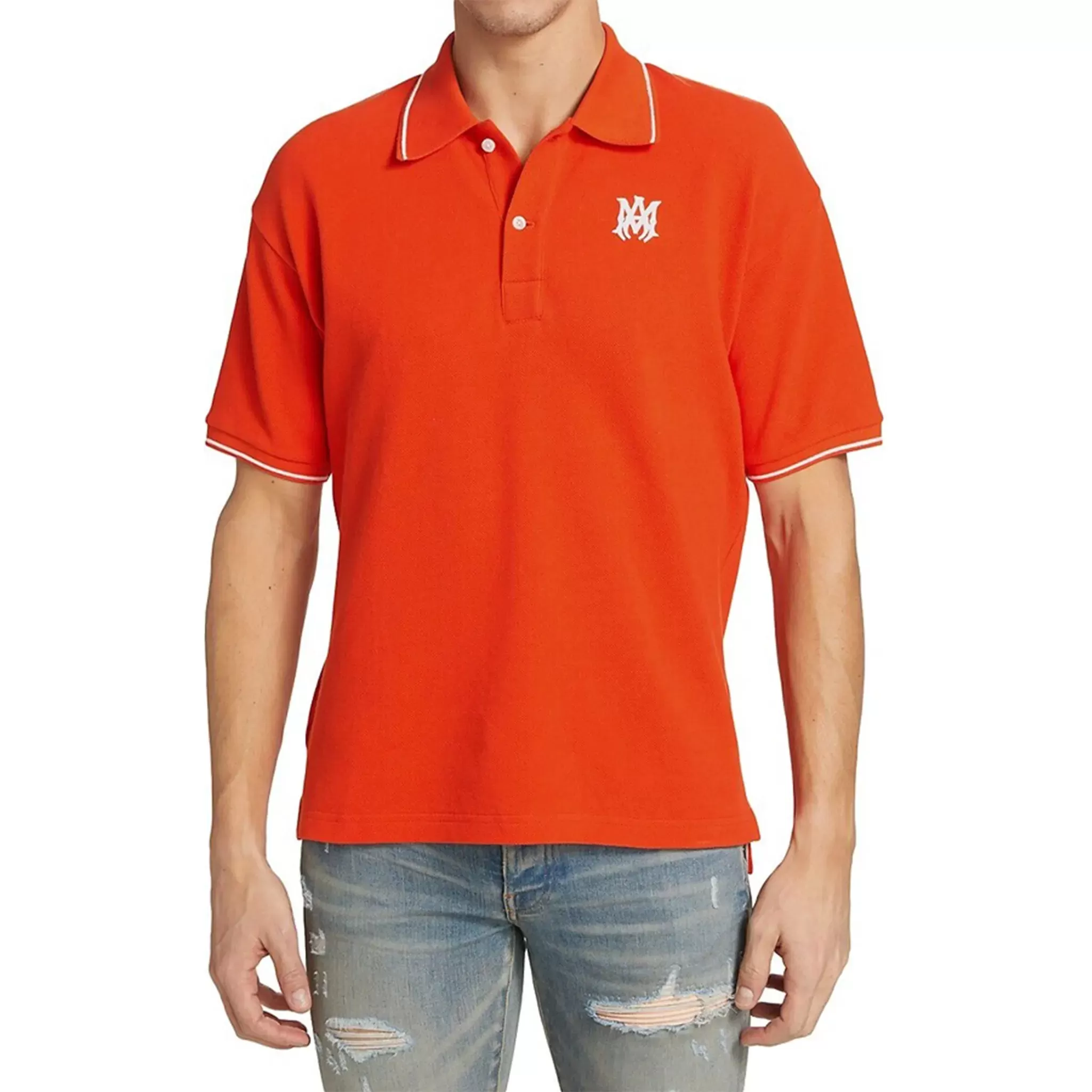 Amiri Solid Short Sleeve Orange Polo Shirt