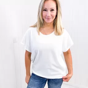 Andree By Unit Waffle Knit Short Sleeve Top In White