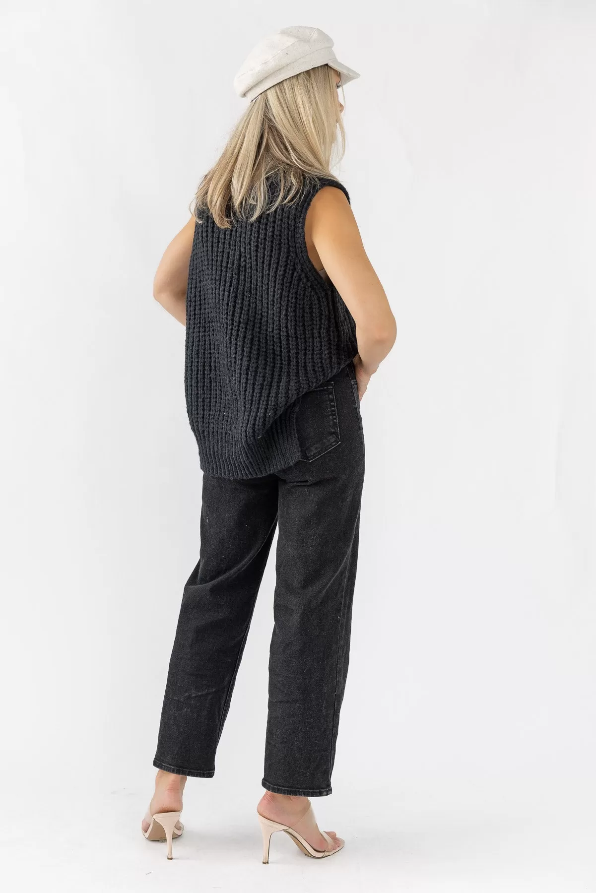 Aniyah Black Turtleneck Sweater Vest - Final Sale