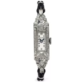 Antique Bulova 14K White Gold Diamond Cal. 3AF Women's Hand Wind Watch