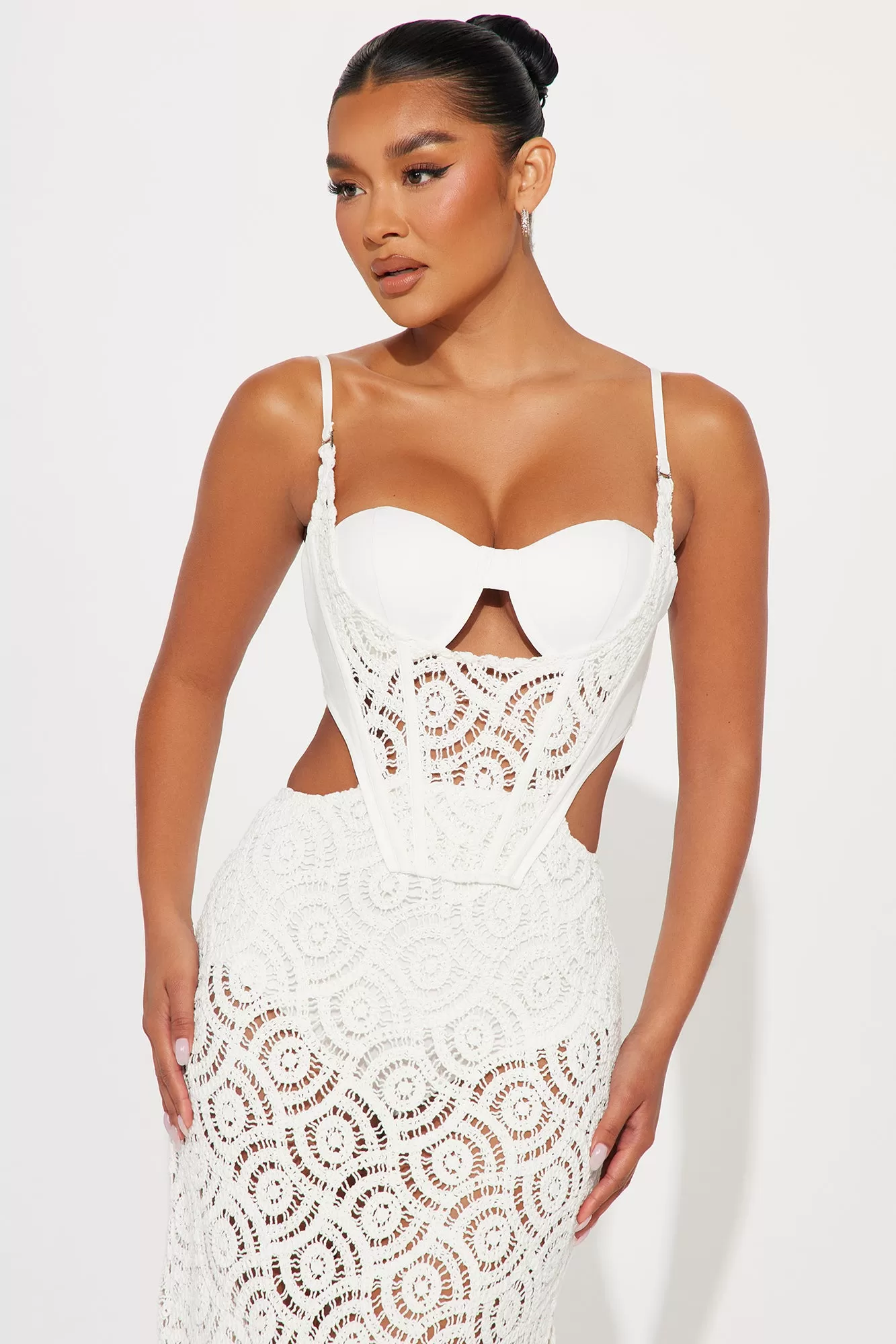 Attina Crochet Maxi Dress - White