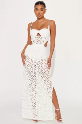 Attina Crochet Maxi Dress - White