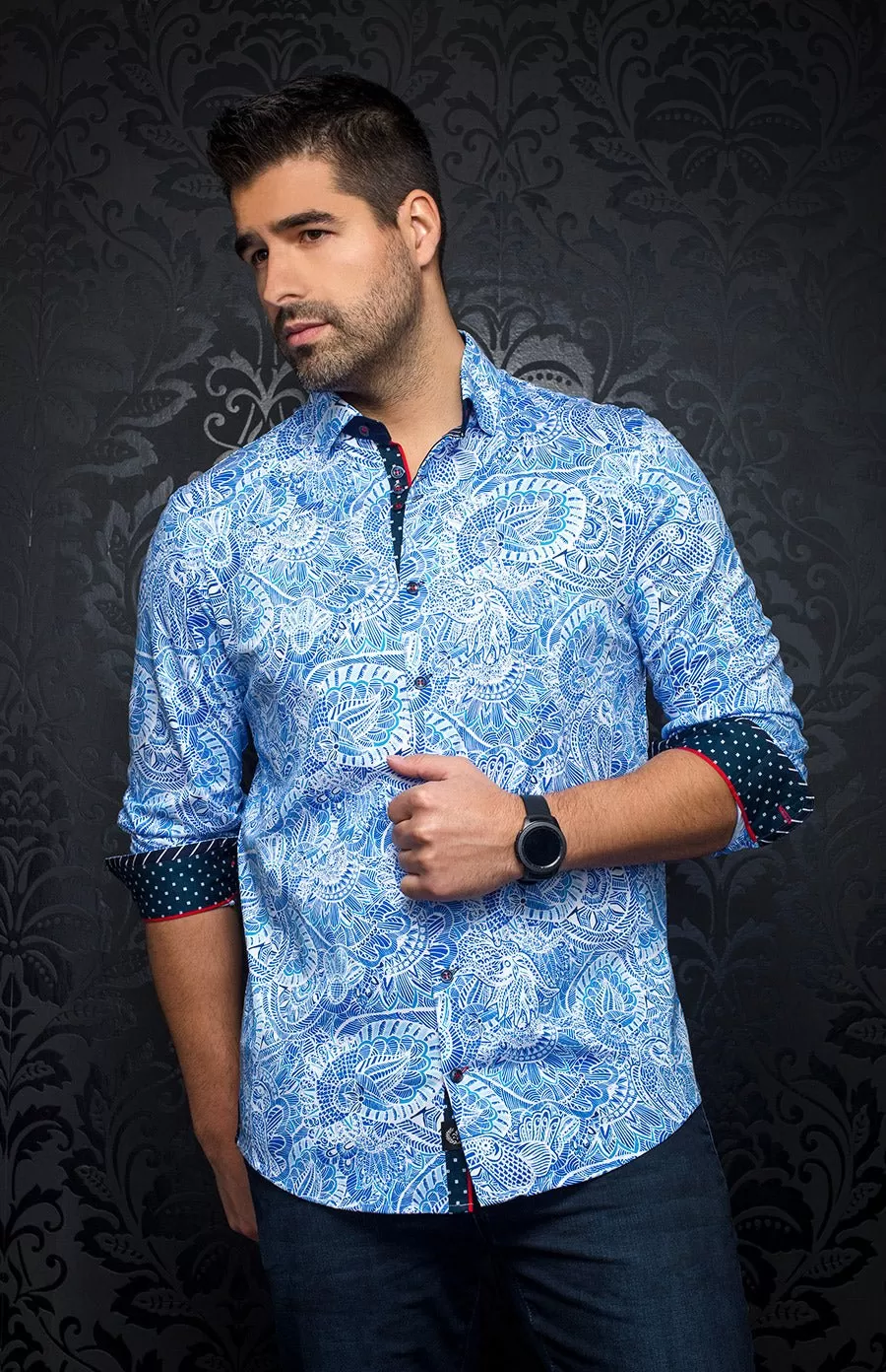 Au Noir Stretch Shirt | Kahlo Light Blue