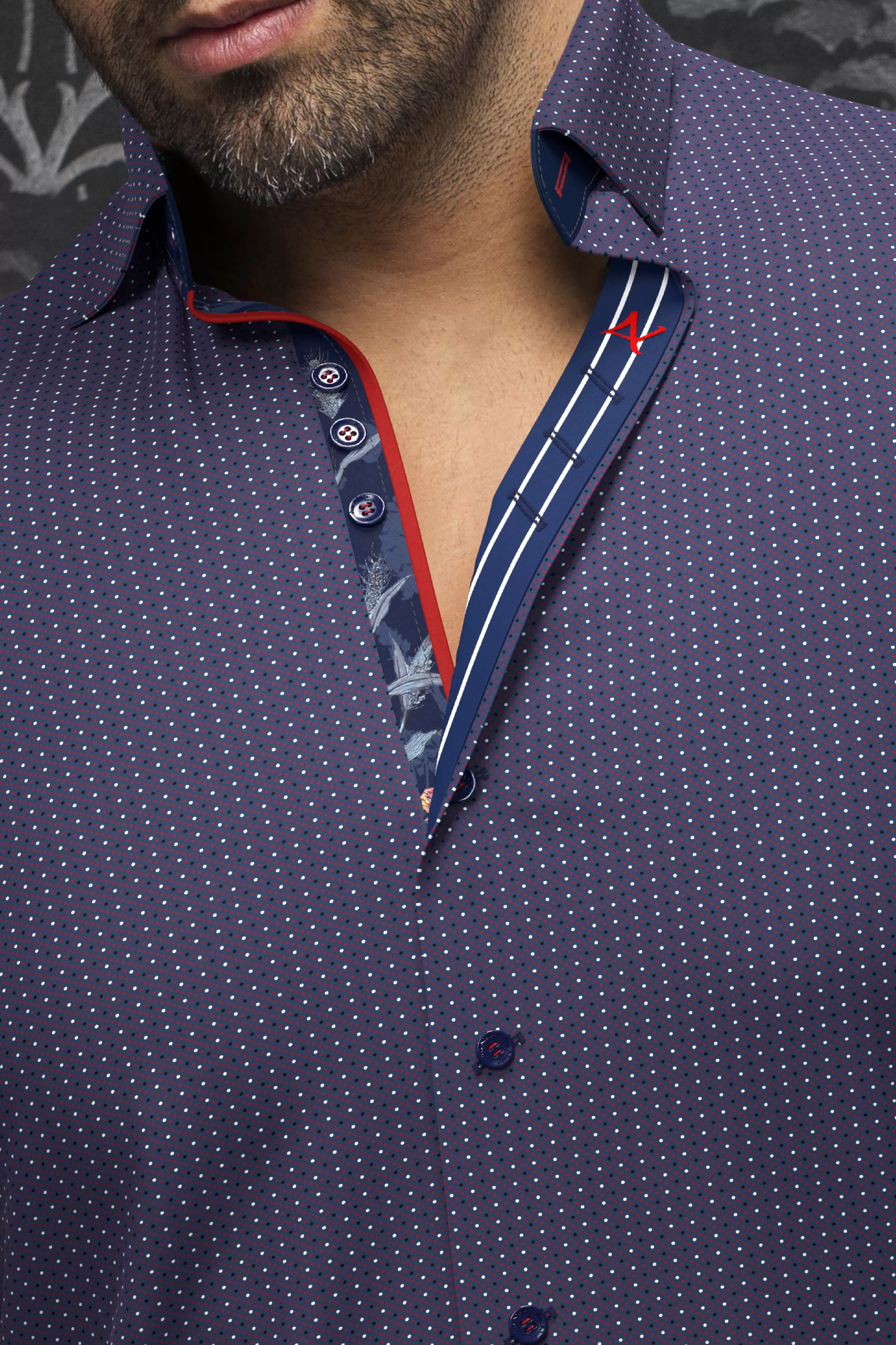 Au Noir Stretch Shirt | Salazar Dark Blue Red