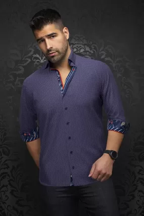 Au Noir Stretch Shirt | Salazar Dark Blue Red