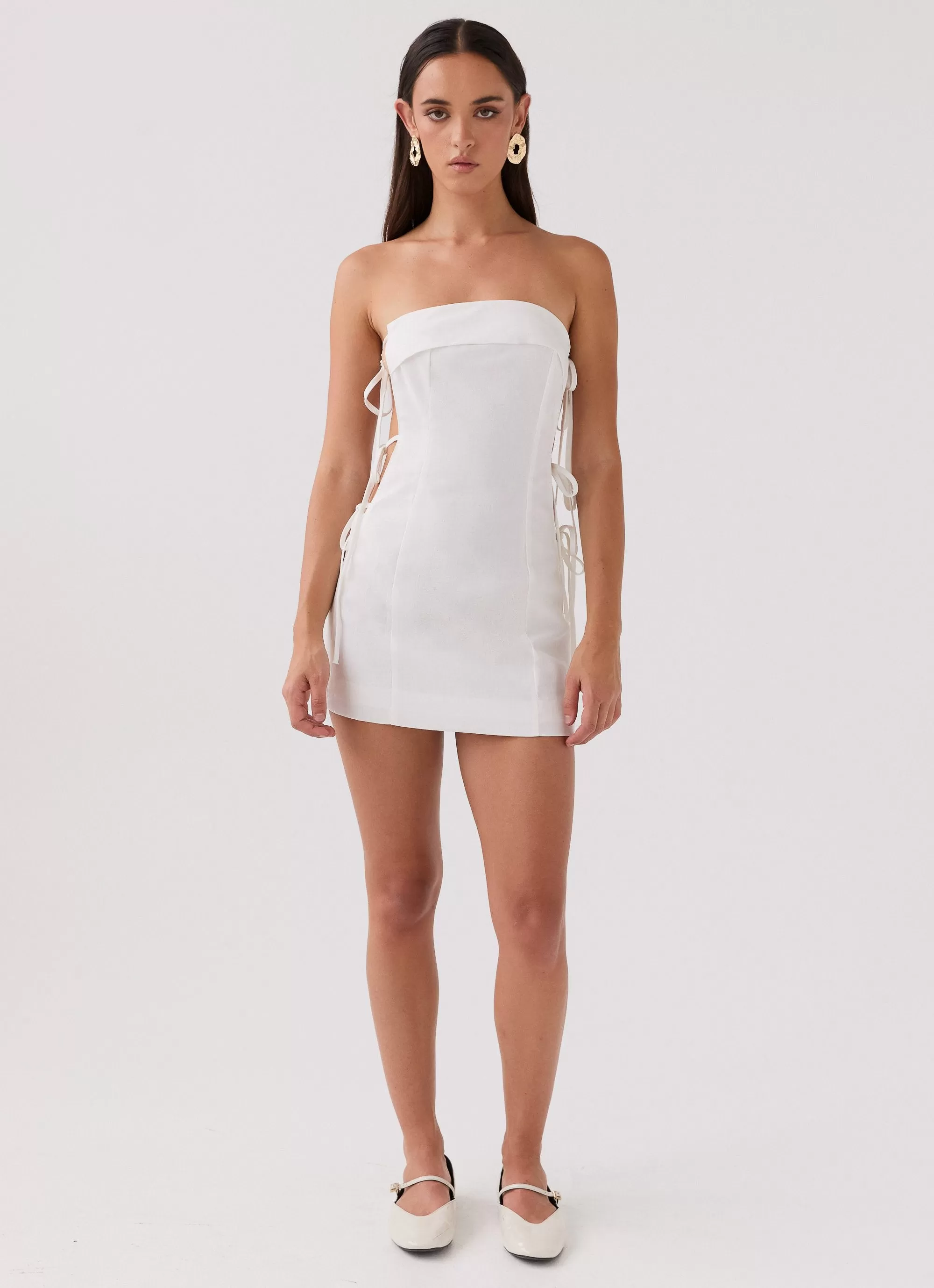 Aura Tie Tube Dress - White