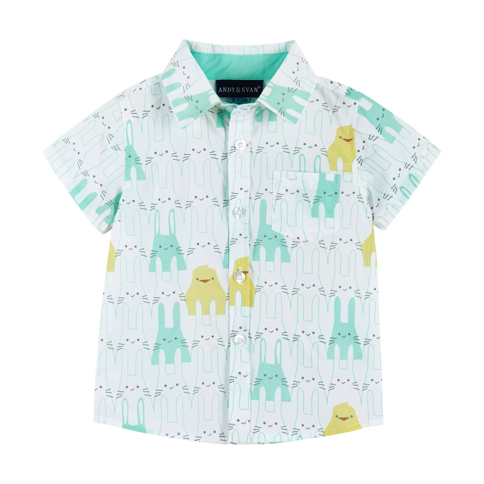 Baby Easter Animals Print Button-Up & Short Set | Blue