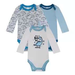 Baby Kiss 3 Pk Full Sleeves Cotton Bodysuits - I,m A Big Deal Around Here