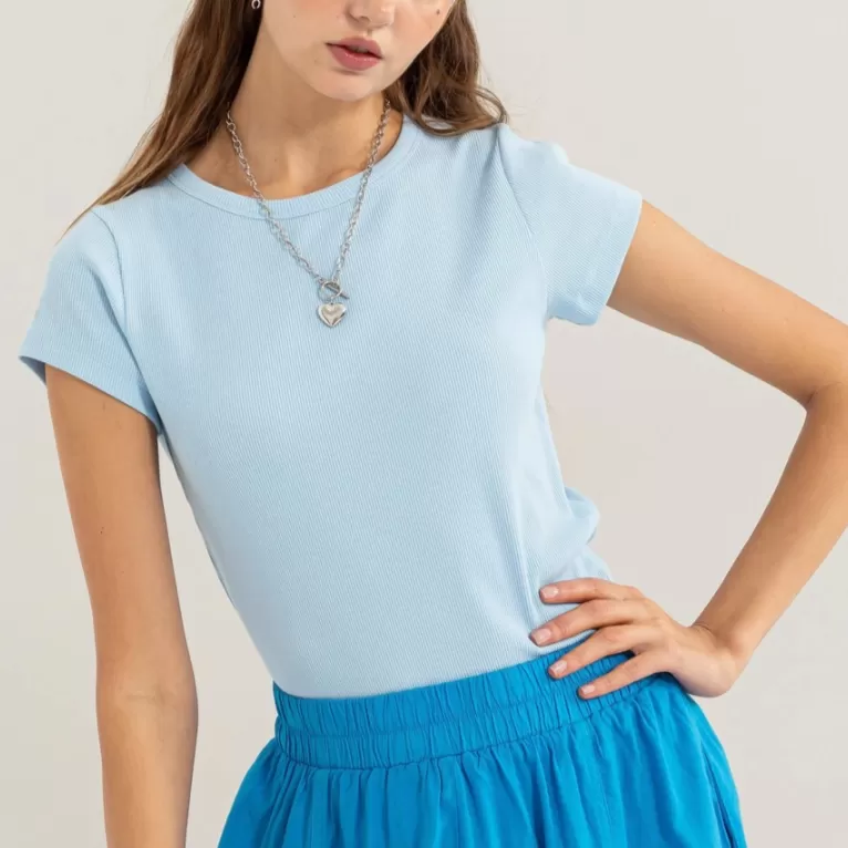 Basic Babe Ribbed Short Sleeve Top