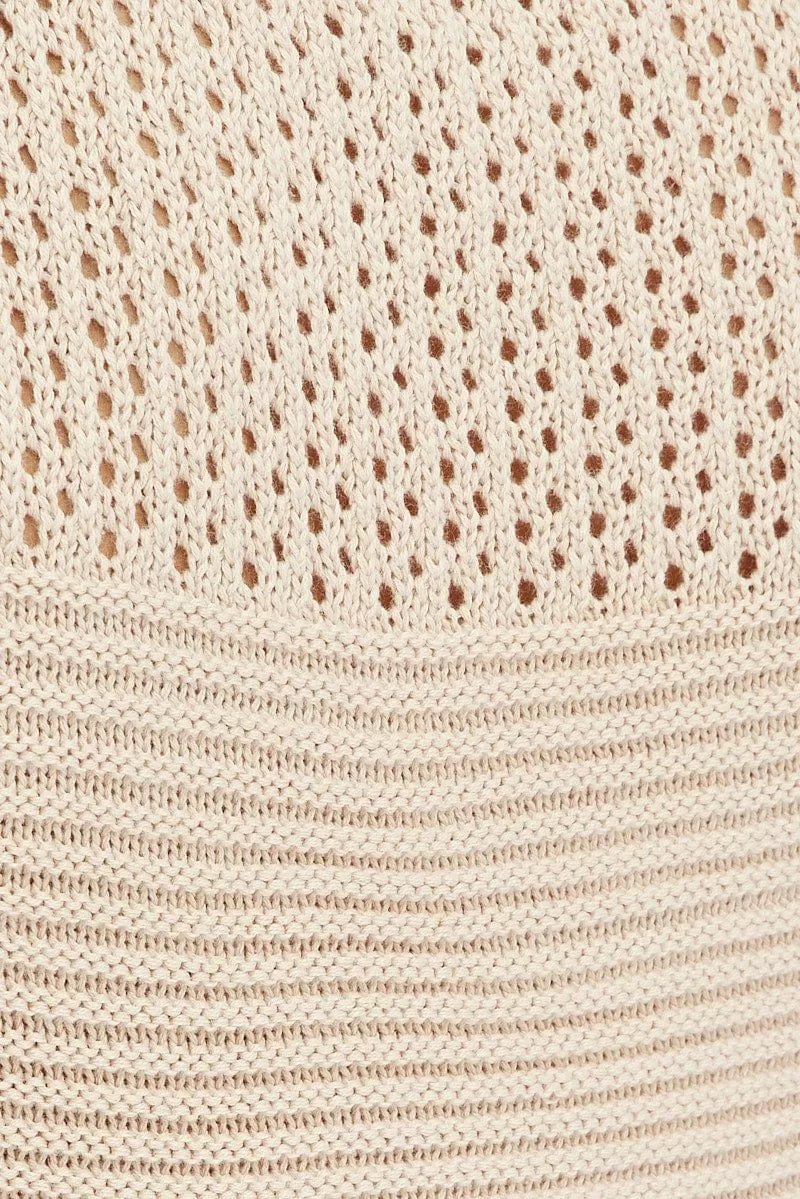 Beige Crochet Knit Tank Top