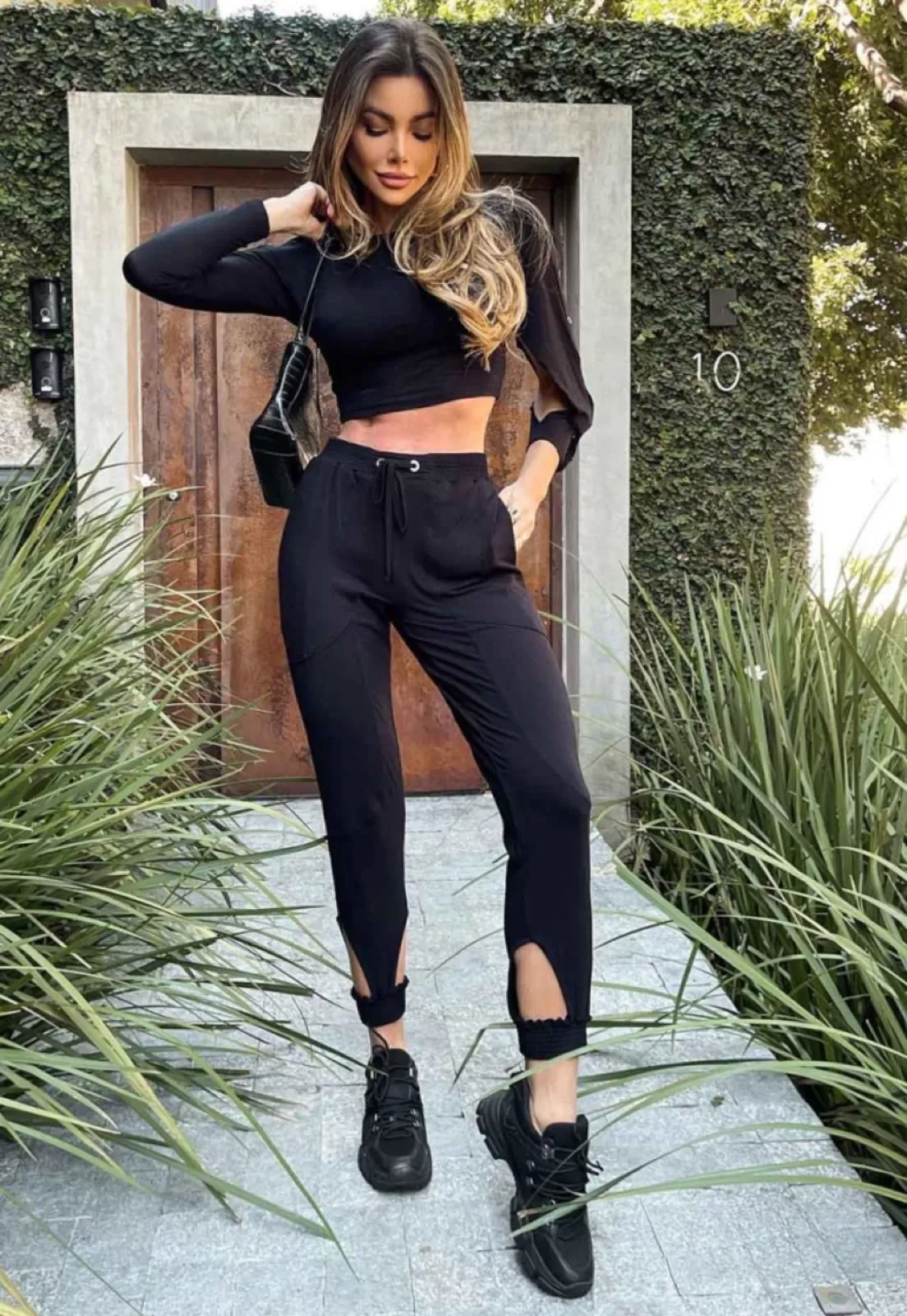 Black Crop Top Set