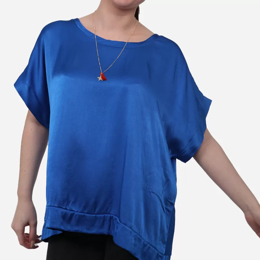 Blue Silky Textured Top