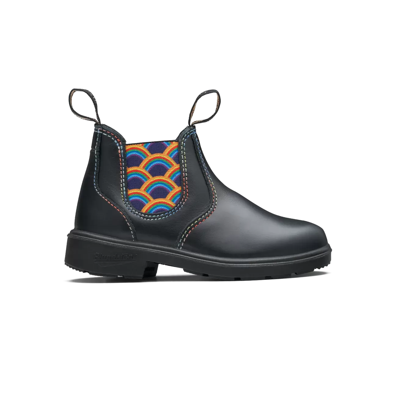 Blundstone Black With Rainbow Elastic Kids' Boot