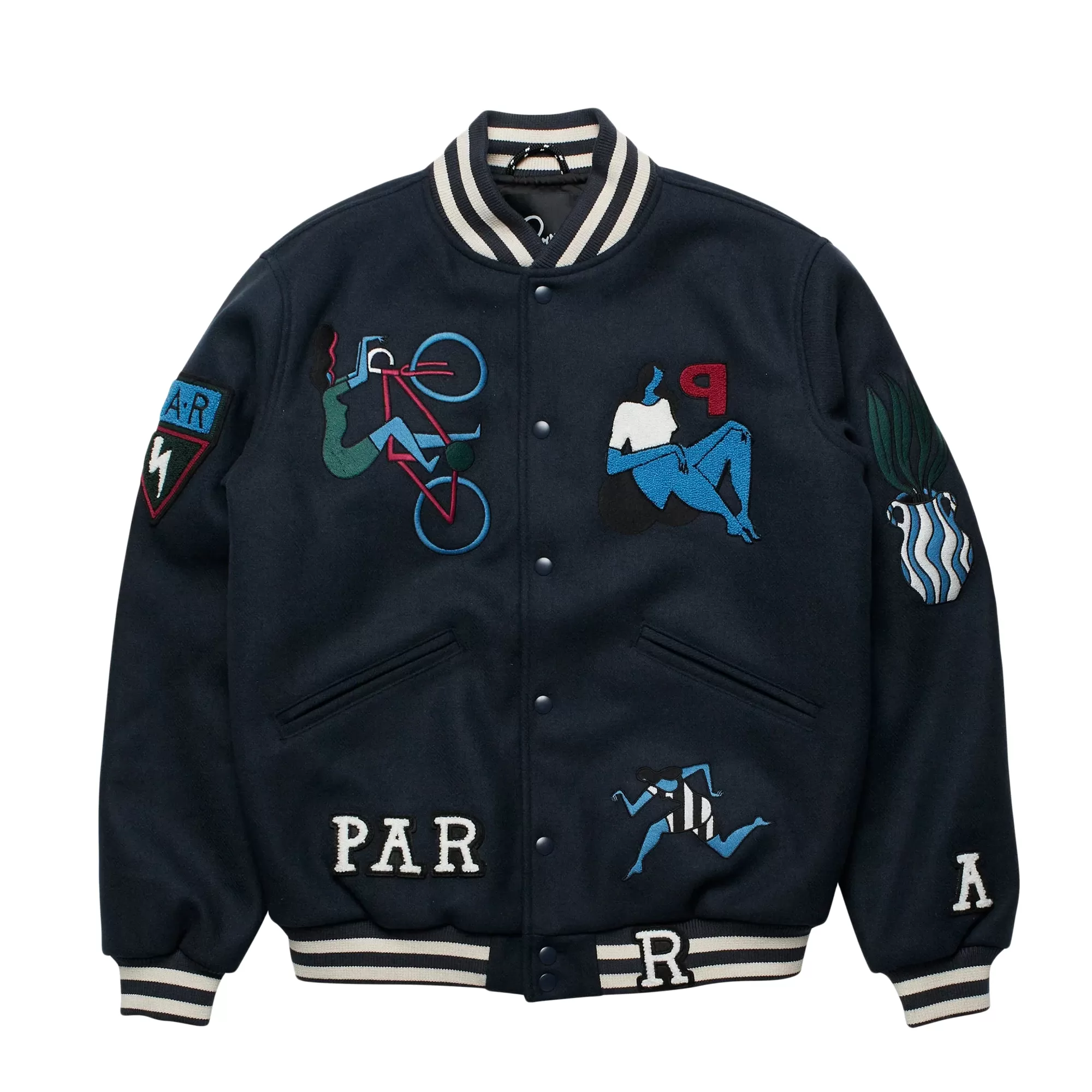 By Parra Run Sit & Bike Varsity Jacket Navy Blue 50140