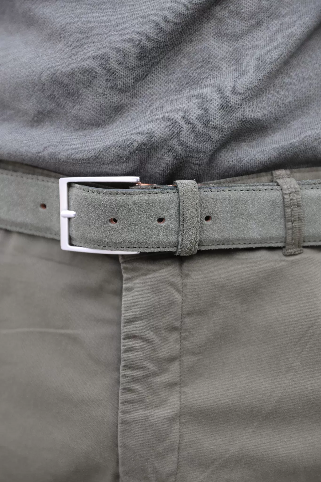 Ceinture Cesar en croûte de velours - Kaki